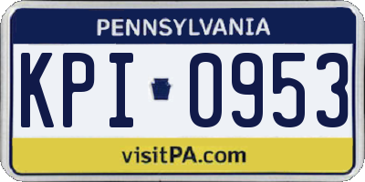 PA license plate KPI0953