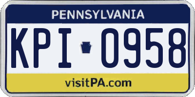 PA license plate KPI0958