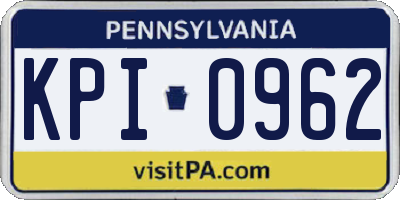 PA license plate KPI0962