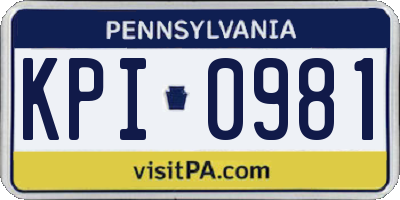 PA license plate KPI0981