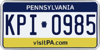 PA license plate KPI0985
