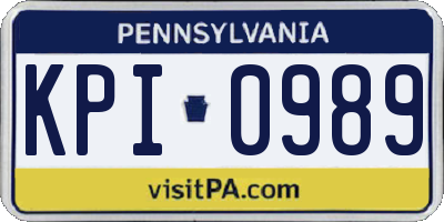 PA license plate KPI0989