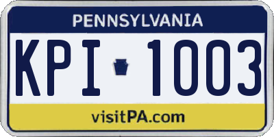 PA license plate KPI1003