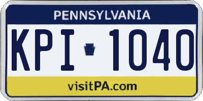 PA license plate KPI1040