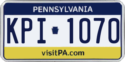 PA license plate KPI1070
