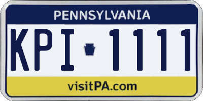 PA license plate KPI1111