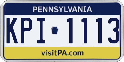 PA license plate KPI1113