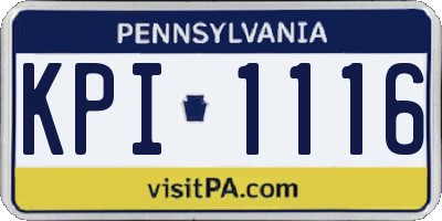 PA license plate KPI1116