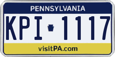 PA license plate KPI1117