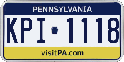 PA license plate KPI1118