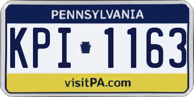 PA license plate KPI1163