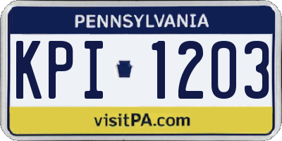 PA license plate KPI1203