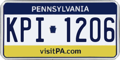 PA license plate KPI1206