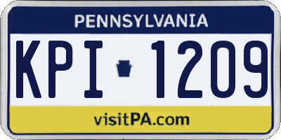 PA license plate KPI1209