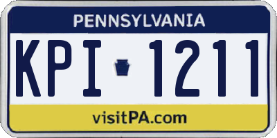 PA license plate KPI1211