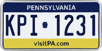PA license plate KPI1231