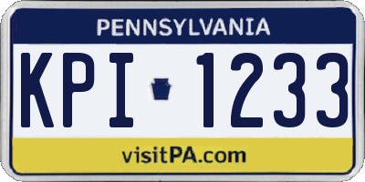 PA license plate KPI1233