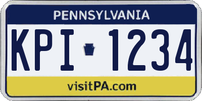 PA license plate KPI1234