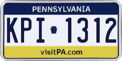 PA license plate KPI1312