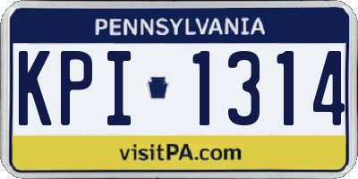 PA license plate KPI1314