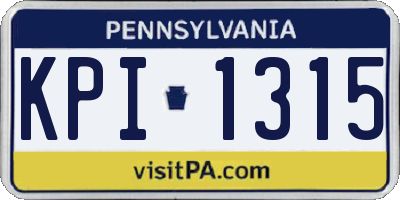 PA license plate KPI1315