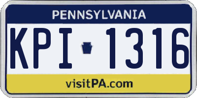 PA license plate KPI1316