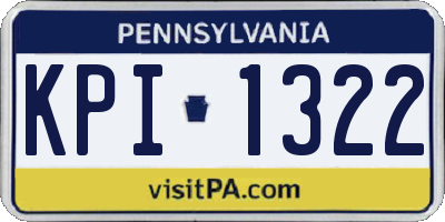 PA license plate KPI1322