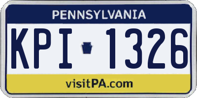 PA license plate KPI1326