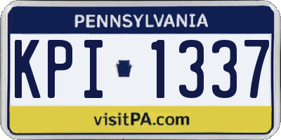 PA license plate KPI1337