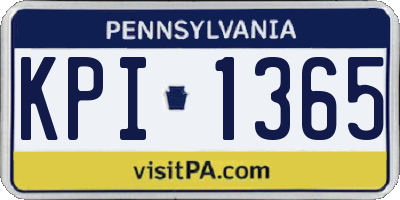 PA license plate KPI1365
