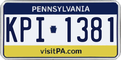 PA license plate KPI1381