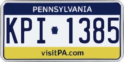 PA license plate KPI1385