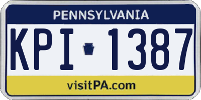 PA license plate KPI1387