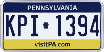 PA license plate KPI1394