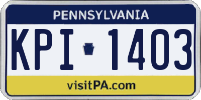 PA license plate KPI1403