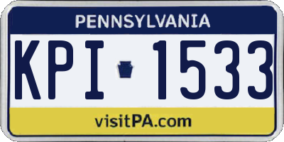 PA license plate KPI1533