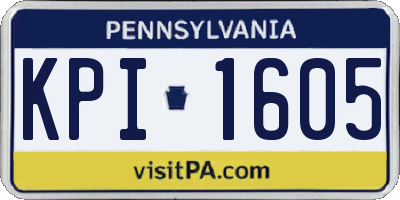 PA license plate KPI1605
