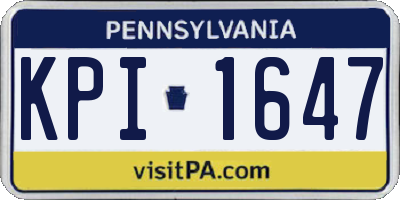 PA license plate KPI1647