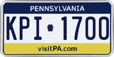 PA license plate KPI1700