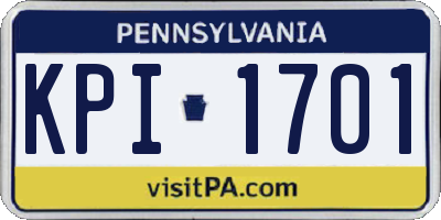 PA license plate KPI1701