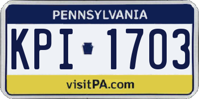 PA license plate KPI1703