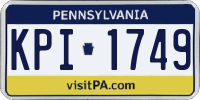 PA license plate KPI1749