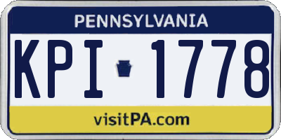 PA license plate KPI1778