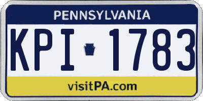PA license plate KPI1783