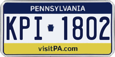 PA license plate KPI1802