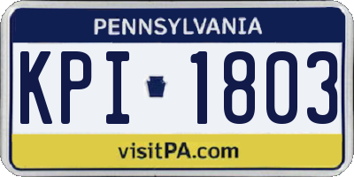 PA license plate KPI1803
