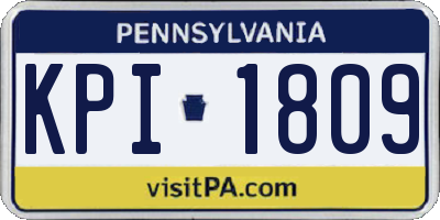 PA license plate KPI1809