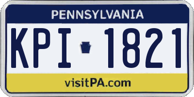 PA license plate KPI1821