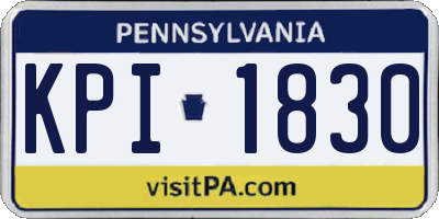 PA license plate KPI1830