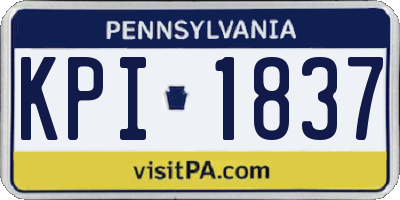 PA license plate KPI1837